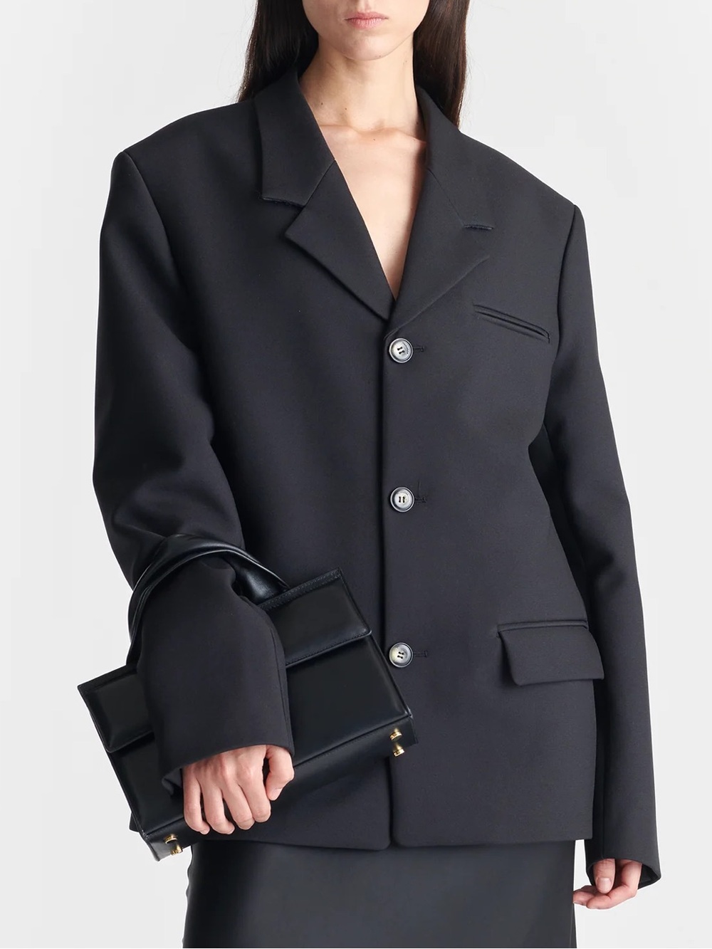 NWT Nanushka Rox Black Double Suiting Blazer Jacket Sz M